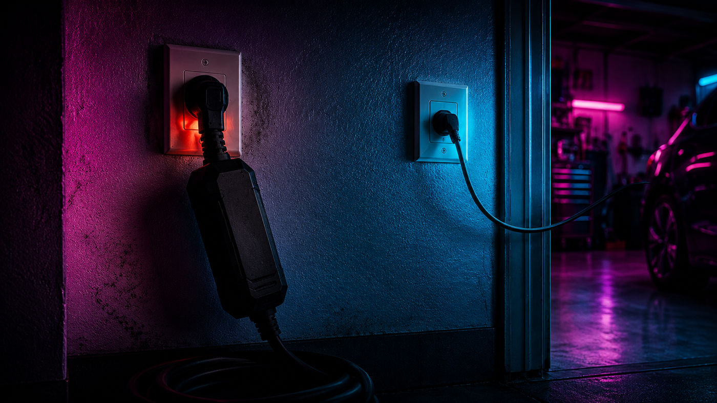 heavy brick vs clean-cable outlet load comparison