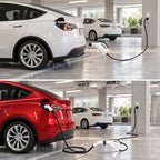 comparison between using an extension cords and not using using an extension cords with WenStorm NACS portable charger