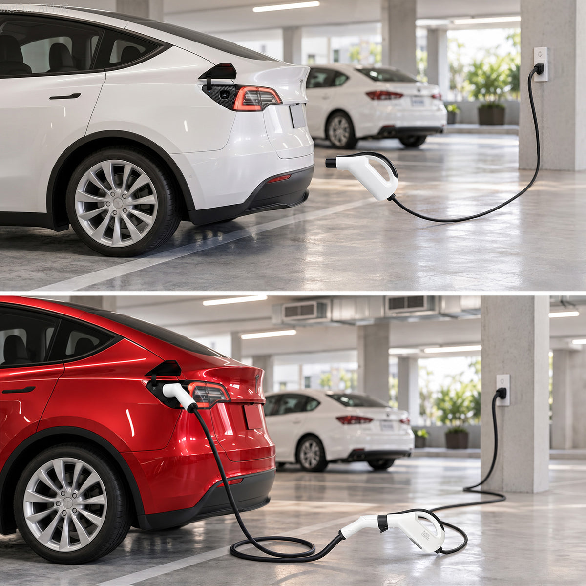 comparison between using an extension cords and not using using an extension cords with WenStorm NACS portable charger