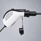 J1772 ev portable charger connects with an extension cord
