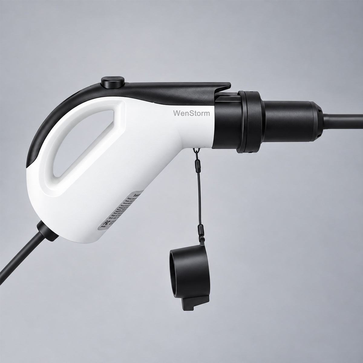 J1772 ev portable charger connects with an extension cord