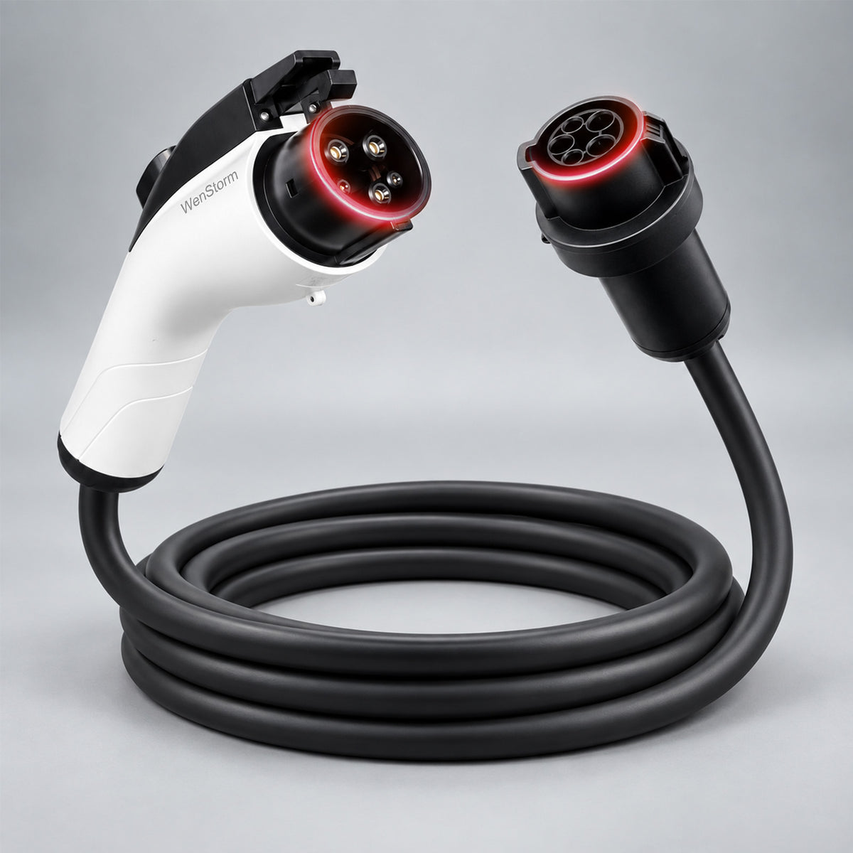 WenStorm J1772 EV charging extension cable, available in 21–50 ft lengths for Level 2 charging