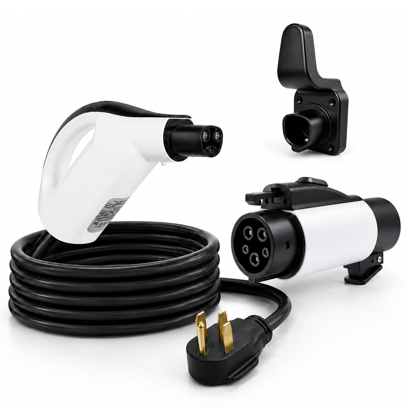 WenStorm 32A NACS portable charger, NACS-to-J1772 adapter, and wall mount holder