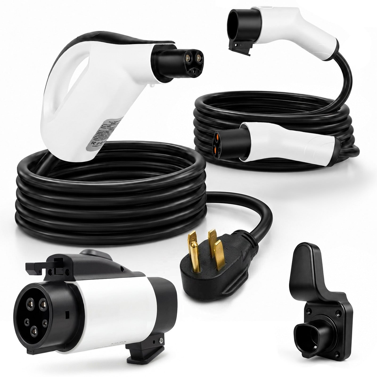 WenStorm 32A NACS portable charger, adapter, 50ft extension cord, and wall mount holder
