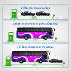 J1772 EV extension cable charging distance examples for home garage, driveway, public charging, RV, and long-distance setups