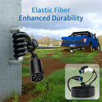 Heavy-duty WenStorm J1772 EV extension cable with flexible durable cable construction for outdoor charging use