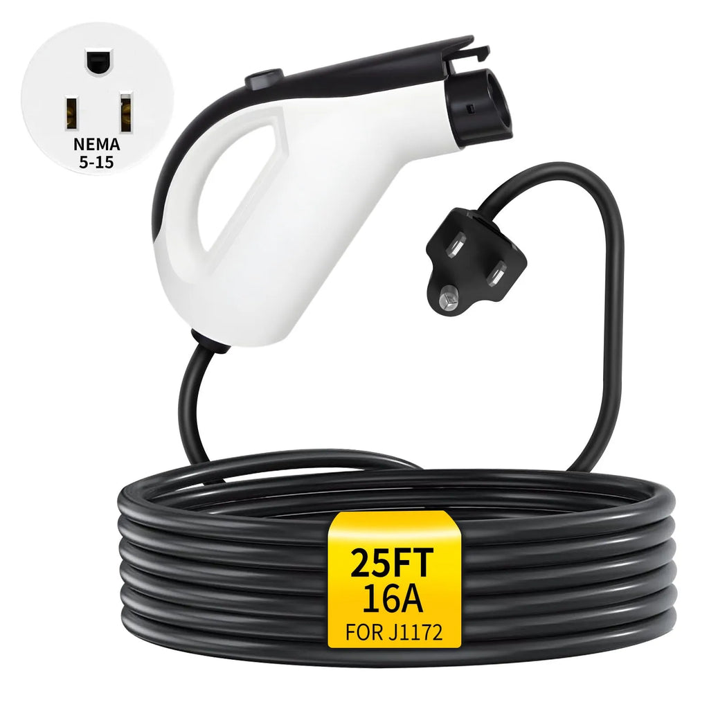 WenStorm J1772 16A NEMA 5-15 portable EV charger with 25 ft cable for Level 1 household outlet charging
