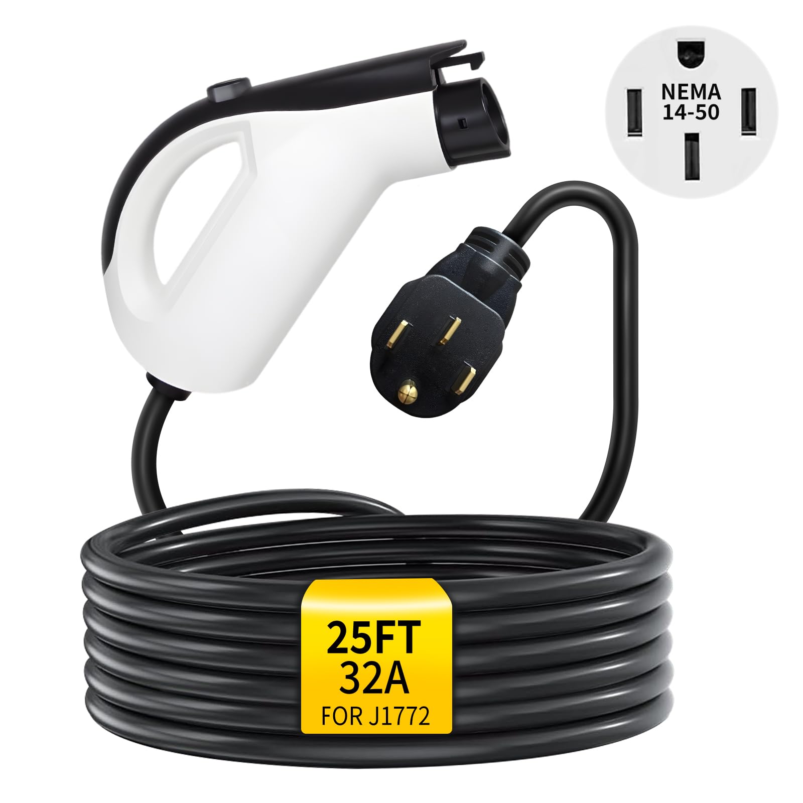 WenStorm J1772 32A NEMA 14-50 portable EV charger with 25 ft cable for Level 2 240V charging