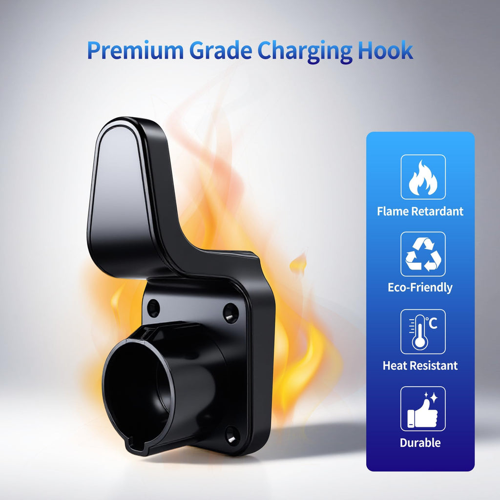 WenStorm J1772 EV charger holder wall mount with flame-retardant, heat-resistant, durable charging hook