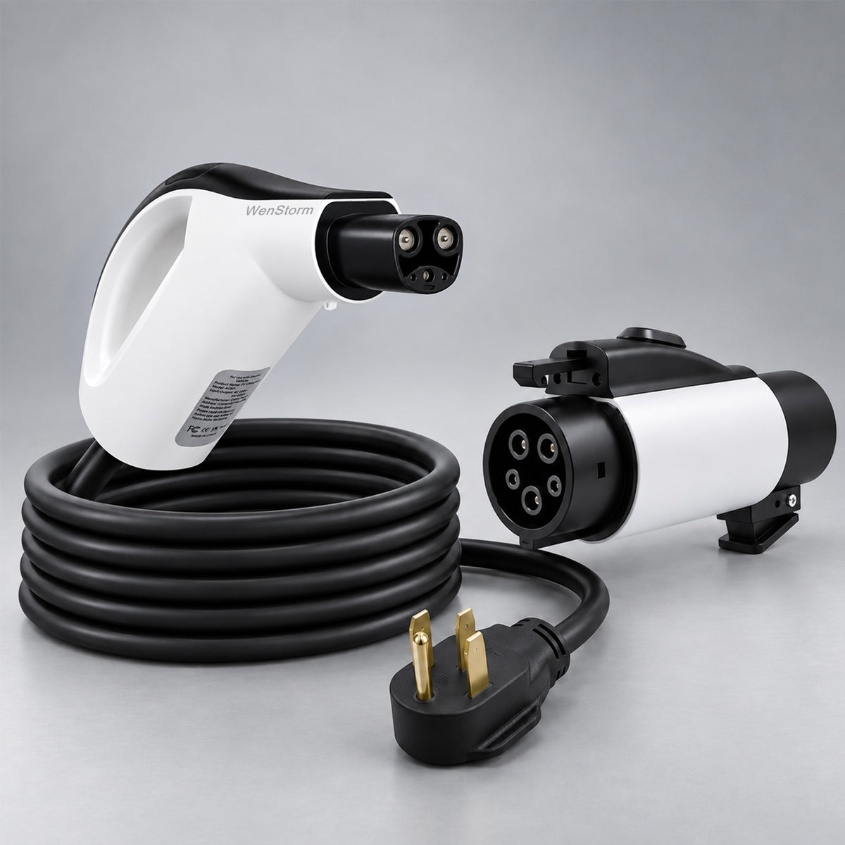 WenStorm Mixed-Connector Kit: NACS 32A portable charger with fixed NEMA 14-50 plug and separate NACS-to-J1772 adapter