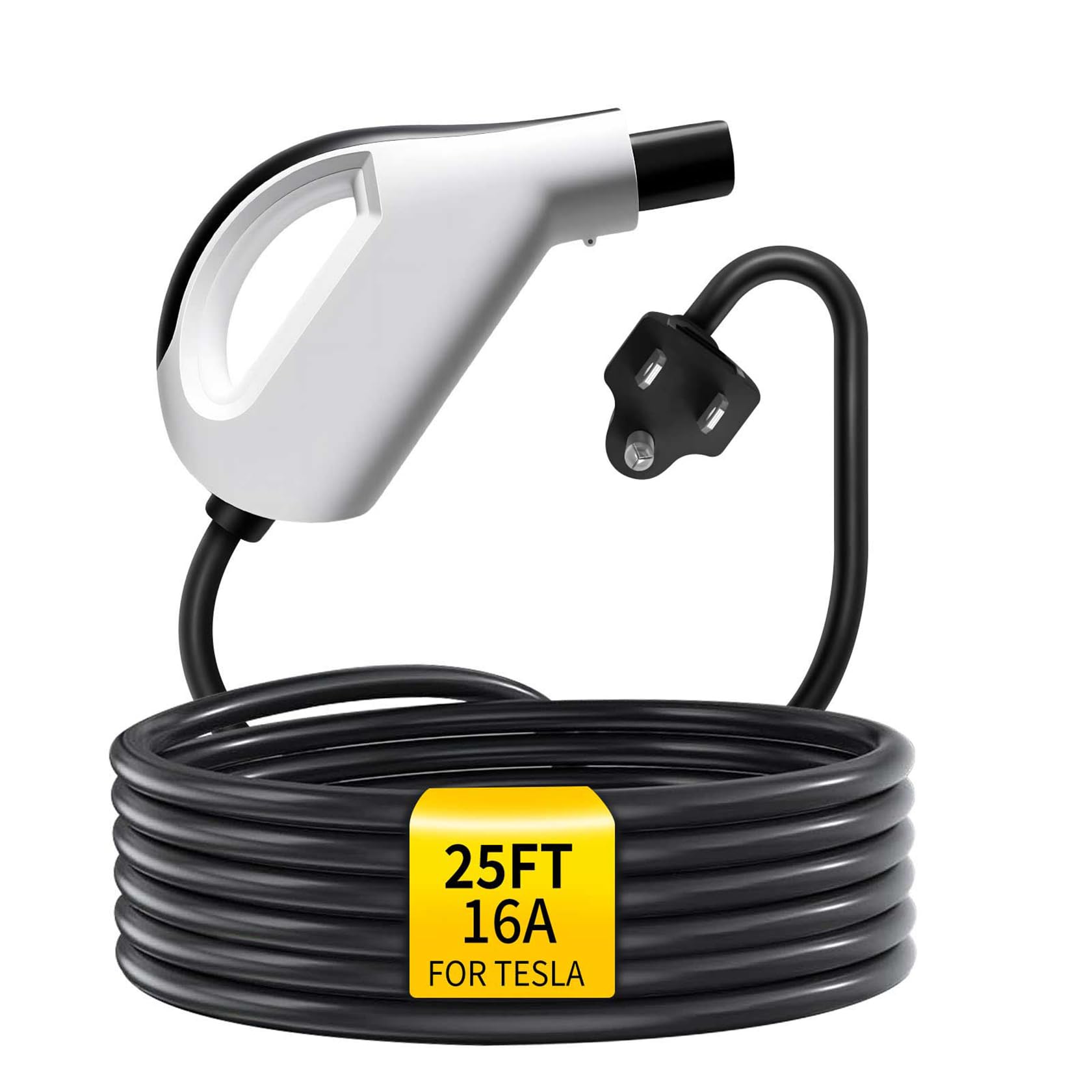 WenStorm NACS 16A NEMA 5-15 portable EV charger with 25 ft cable for Tesla Level 1 household outlet charging