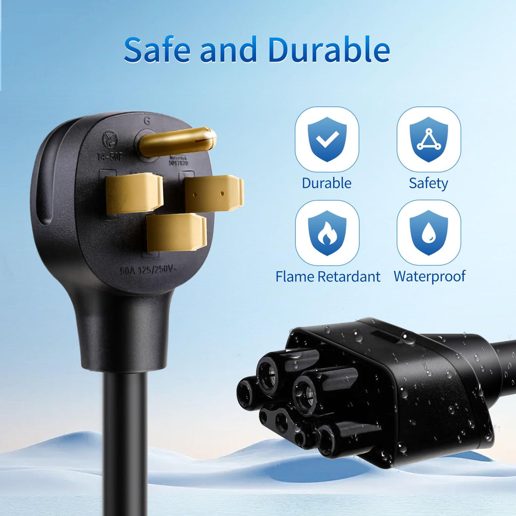WenStorm NEMA 14-50P adapter with flame-retardant, waterproof, durable design for safe Tesla Level 2 EV charging
