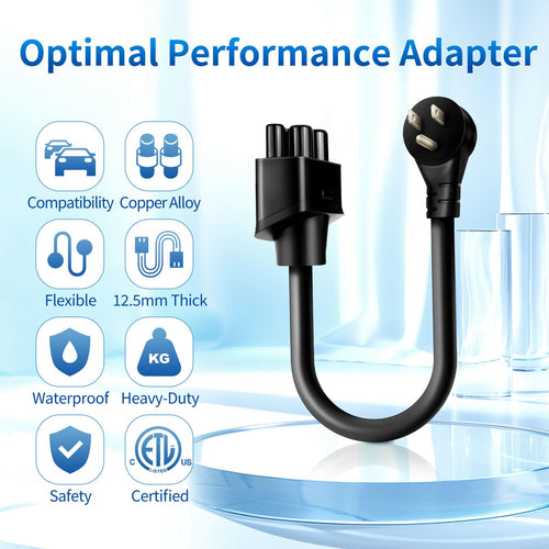 WenStorm NEMA 5-15P adapter for Tesla Gen 2 Mobile Connector with copper alloy pins, flexible cable, durable build, and ETL certification