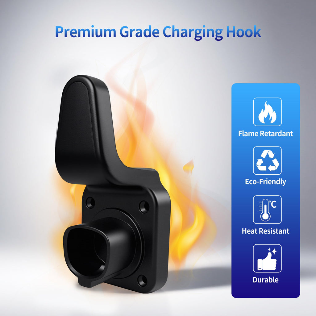 WenStorm Tesla NACS EV charger holder wall mount with flame-retardant, heat-resistant, durable charging hook